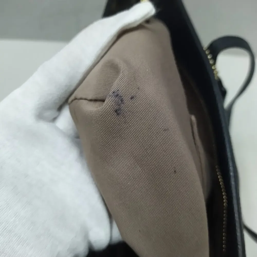 Coach Black Leather Double Handles Zipper Closure Tote Bag